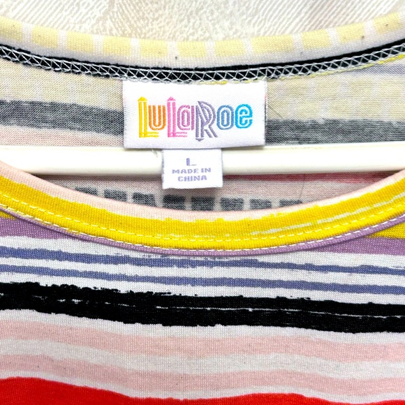 Lularoe Size Large Carly Swing Dress Summer Spring Striped Multicolored - Picture 2 of 5